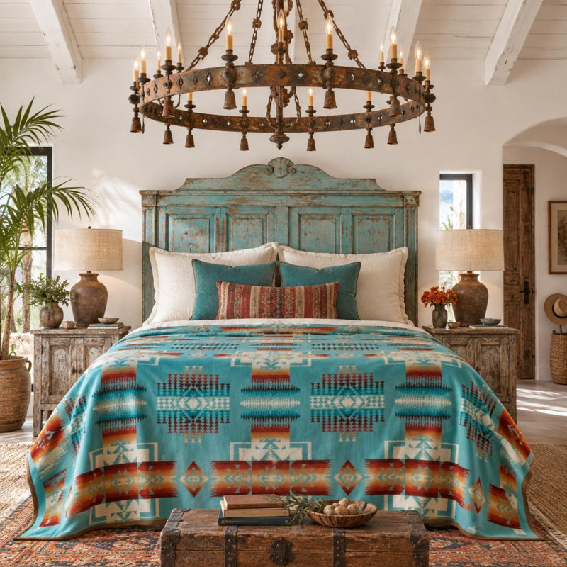Pendleton Chief Joseph Aqua Blanket, Queen