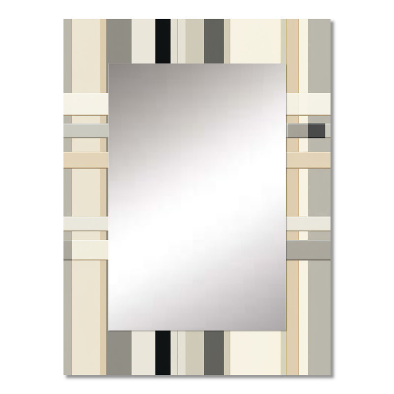 Claudi Balanced Lines - striped  Mirror, Modern Decorative Wall Mirror, Printed Metal Art, 32" x 24"