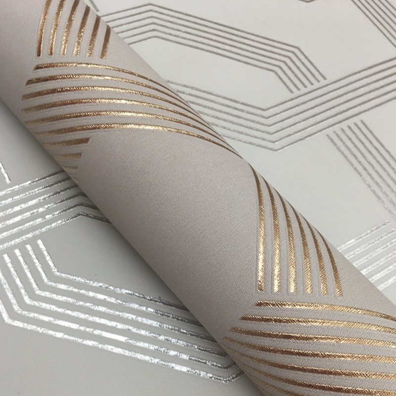 Rouleau de papier peint de style Mid-Century L 33 pi x l 21 po, Brun métallique