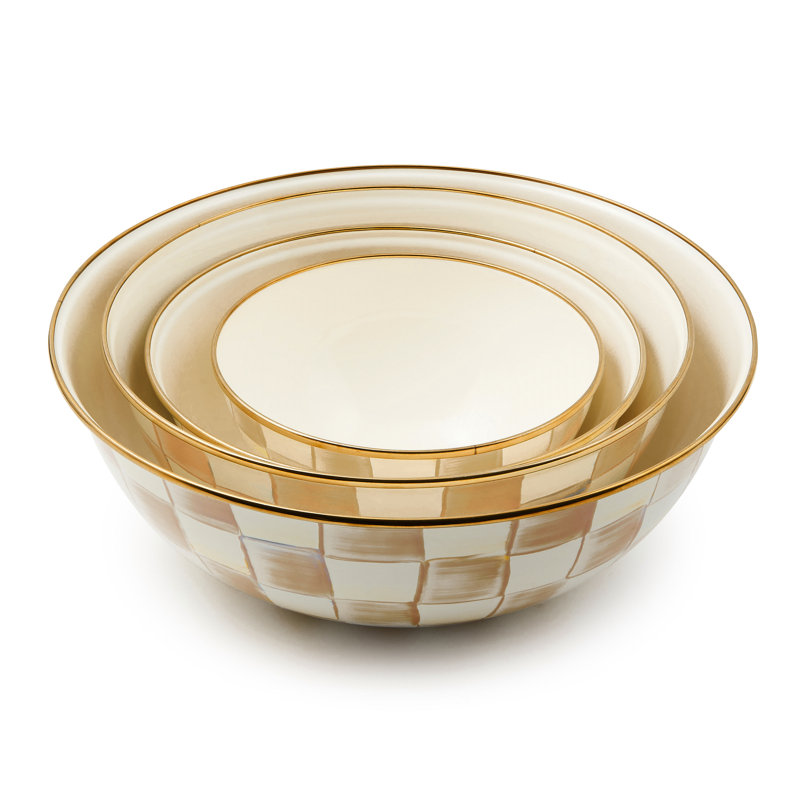 Mocha Check Medium Everyday Bowl, 9.5"