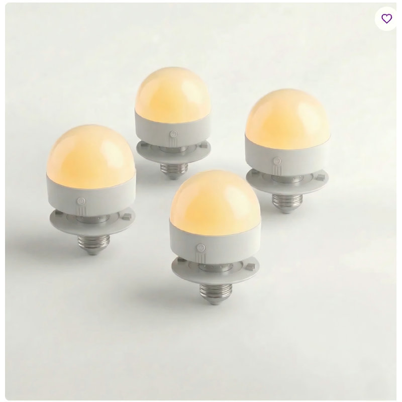 Paquet de 4 ampoules à DEL d'urgence rechargeables, changement de couleur RVB + CCT avec télécommande, base E26 de 5 W 300 lm, batterie de secours 1800 mah et charge USB pour une panne de courant, camping