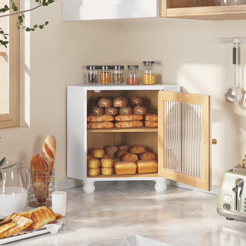 2-Layer Bread Box For Kitchen Countertop, White