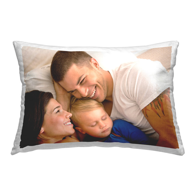 Personalized Custom Print White Rectangle Personalized Printed Throw Pillow by DIY Art