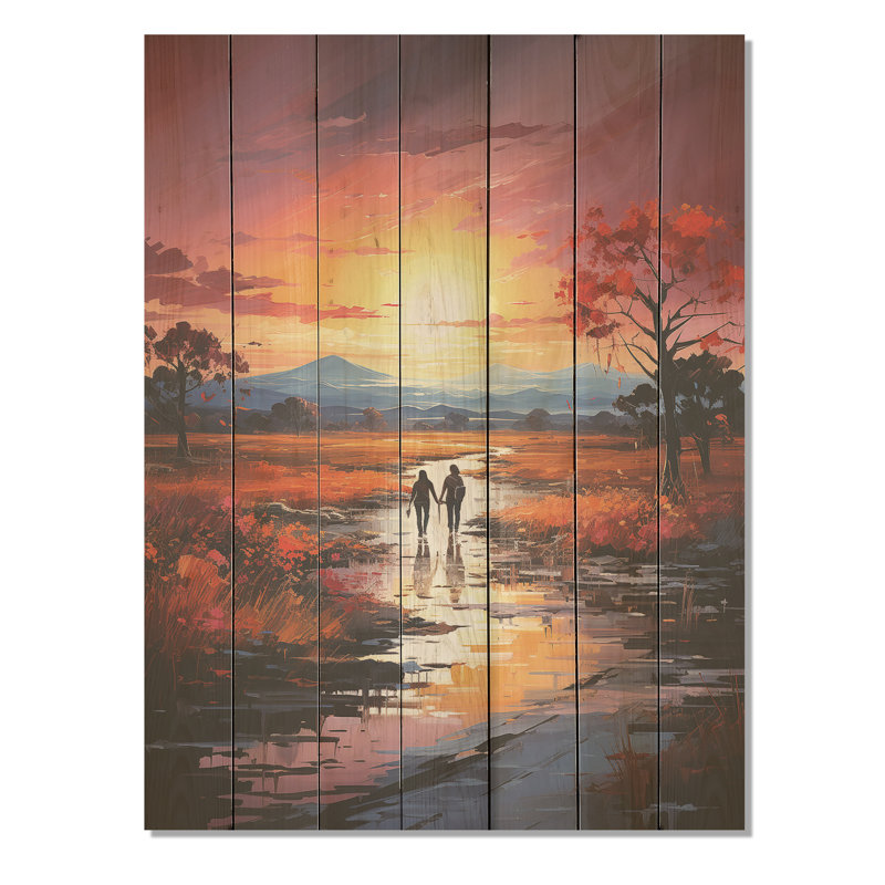 Paysage abstrait jaune avec espace chromatique IV - paysage abstrait sur bois, H 20 po x l 10 po