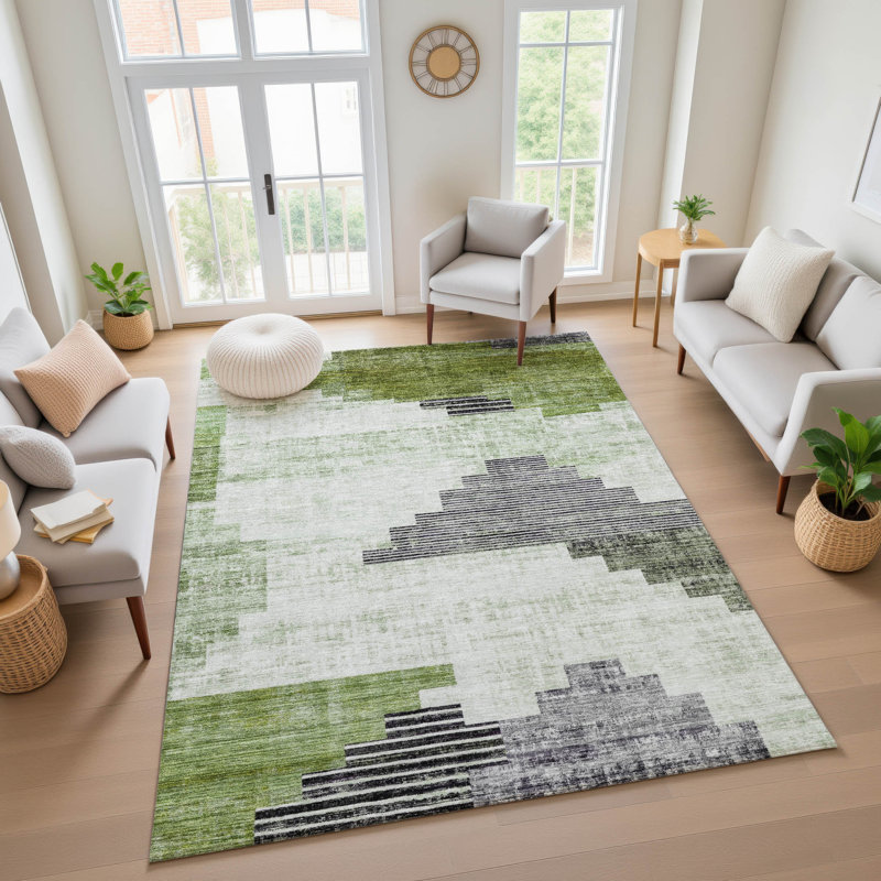 Tapis géométrique de qualité supérieure lavable à la machine Ashington AMF1829, Rectangle 2 pi 6 po x 3 pi 10 po