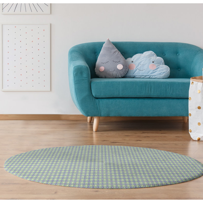Chenille Geometric Indoor Rug, Round 5'