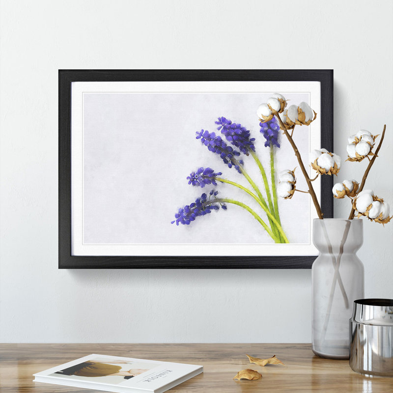Grape Hyacinth Flower - Single Picture Frame Print on MDF, 33cm H x 45cm W x 2cm D, Black Framed