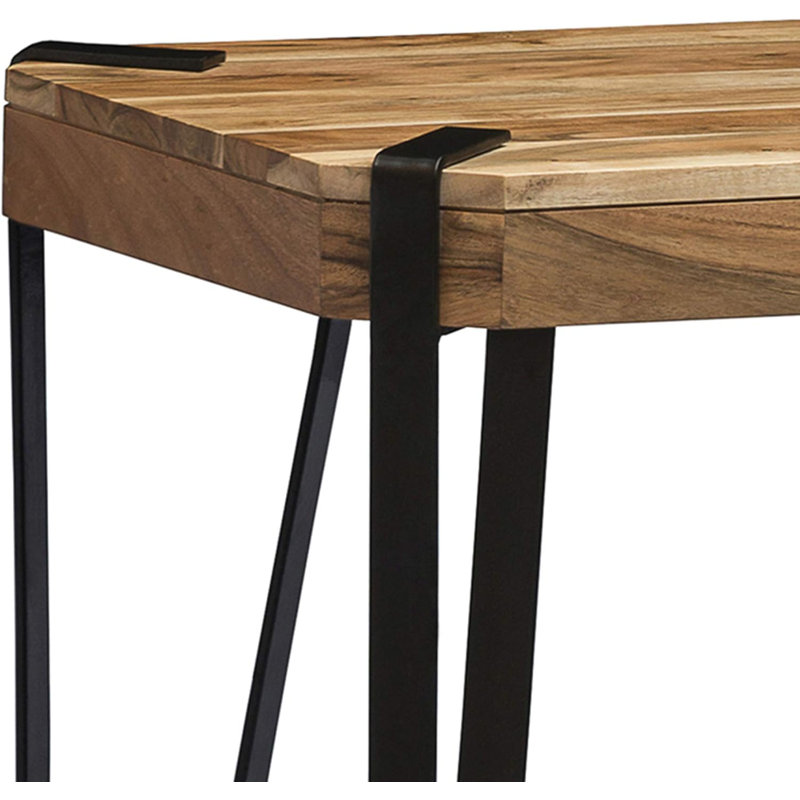Table de bout en bois d'acacia massif et en métal H 28 po Tindal