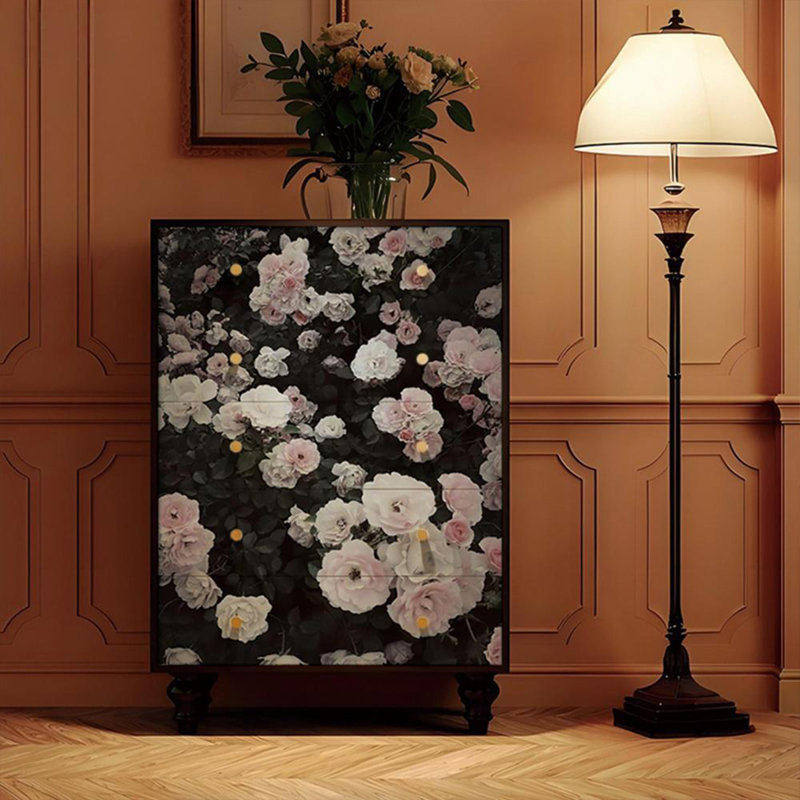 Commode de rangement à motif floral français