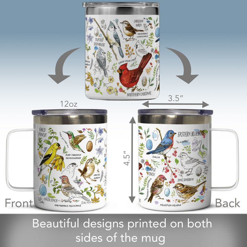 Tasse en acier inoxydable avec couvercle 12 oz. Ebern Designs
