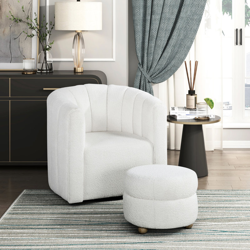 Chaise contemporaine contemporaine en tissu blanc avec fonction pivotante et tissu pivotant, Blanc