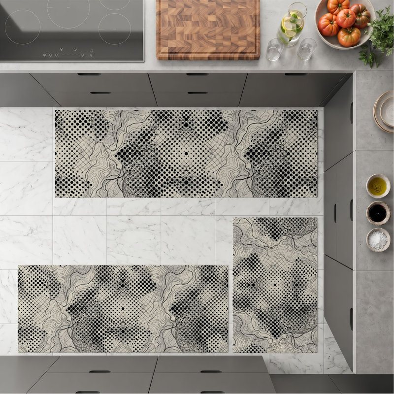 Abstract Wave Non-Slip Washable Kitchen Mats