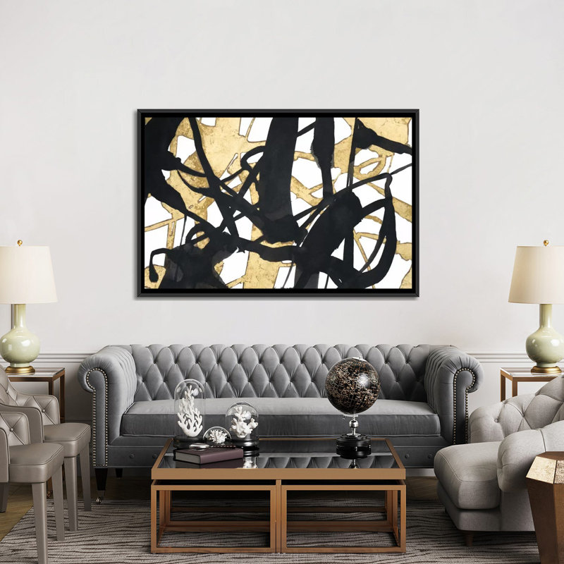 «Embellished Luxe», impression sur toile, H 18 po x l 26 po x P 1,5 po, Toile avec cadre noir, Pas de tapis