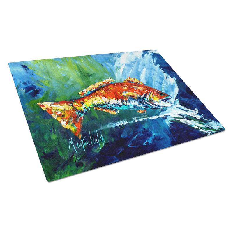 Break Through Red Fish Glass Cutting Board