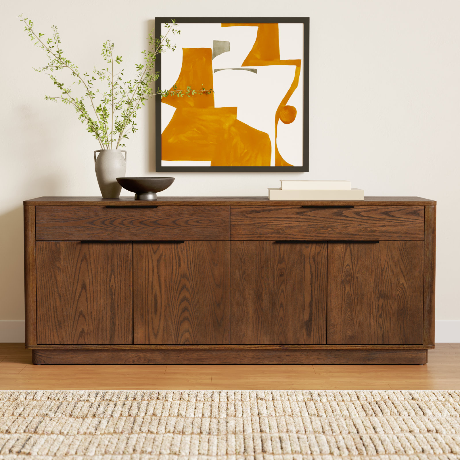 Tahani 60" Iron Oak TV Stand, Medium Oak