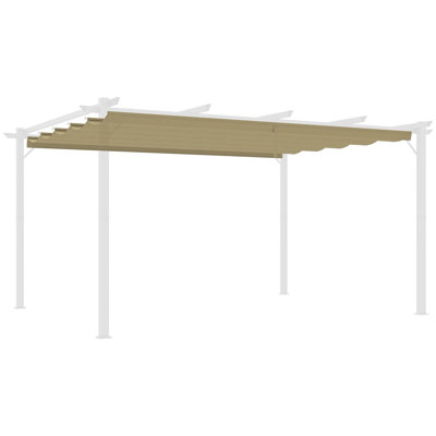 4 X 3m Tan Retractable Pergola Replacement Canopy, Polyester Retractable Roof Shade Cover Only For Outsunny 84c-055bk
