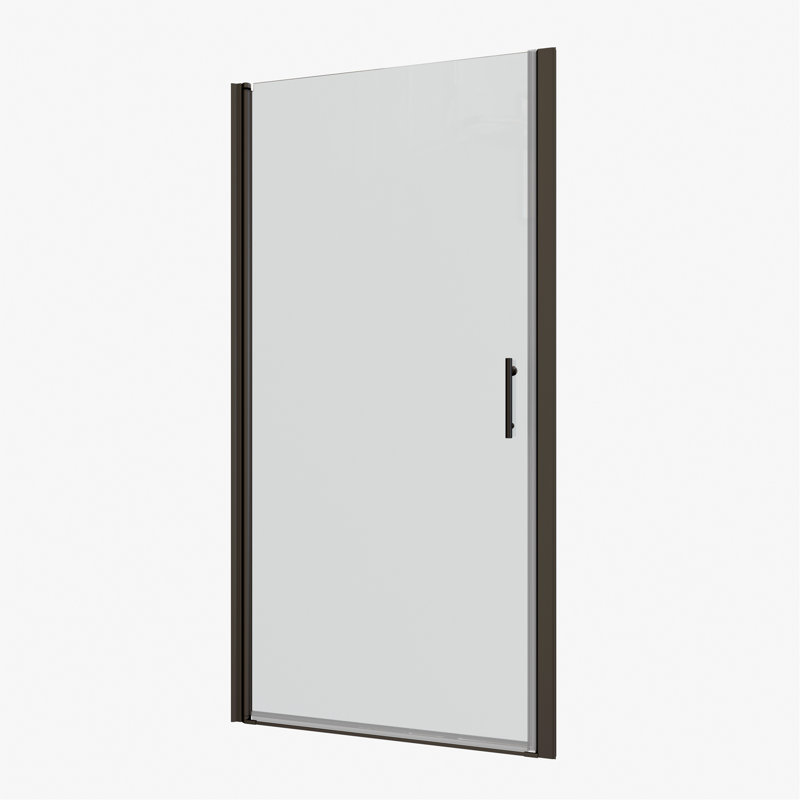 1 3/8" Adjustment,Universal Pivot Shower Door, Open Outside, With 1/4" Tempered Glass And Matted Black Finish 3072
