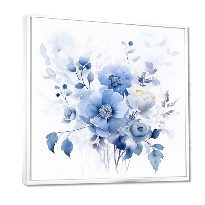 Aquarelle de pivoines rouges - Bouquet de pivoines, Cadre flottant blanc, bois massif, H 36 po x l 36 po