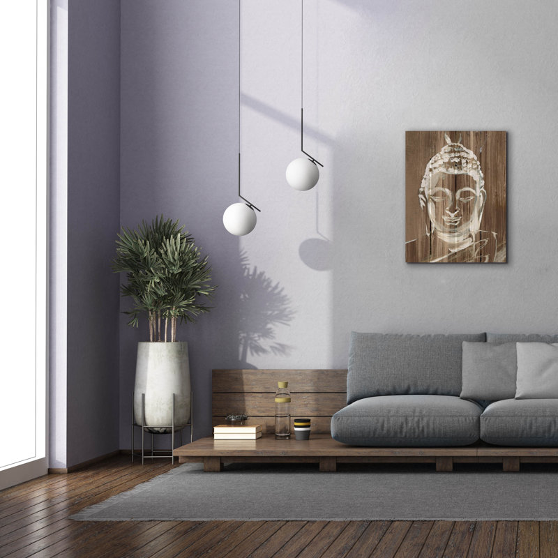  «Buddha on Wood 2» par Annie Warren, art mural sur toile, 26 po x 34 po, H 34 po x l 26 po