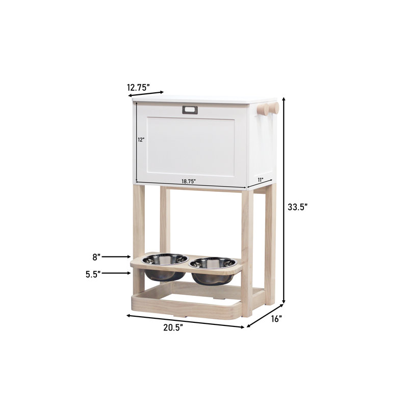 White Pine and MDF Elevated Pet Feeding Station