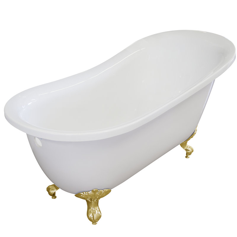 60.75'' x 30'' Freestanding Soaking Acrylic Bathtub, Gold