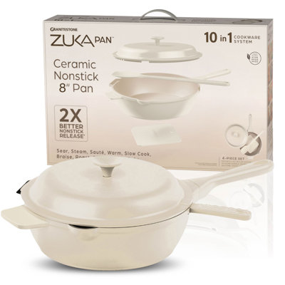 Poêle multifonctionnelle antiadhésive avec couvercle et cuillère en nylon Granitestone Zuka Everyday 8In