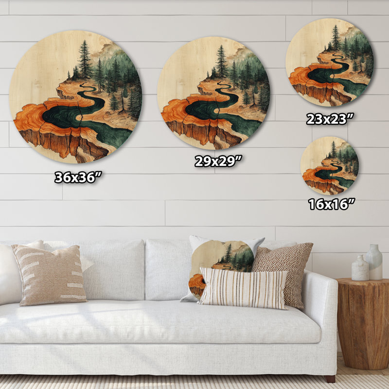 Rosalna - Décoration murale ronde en métal forêt, H 29 po x l 29 po