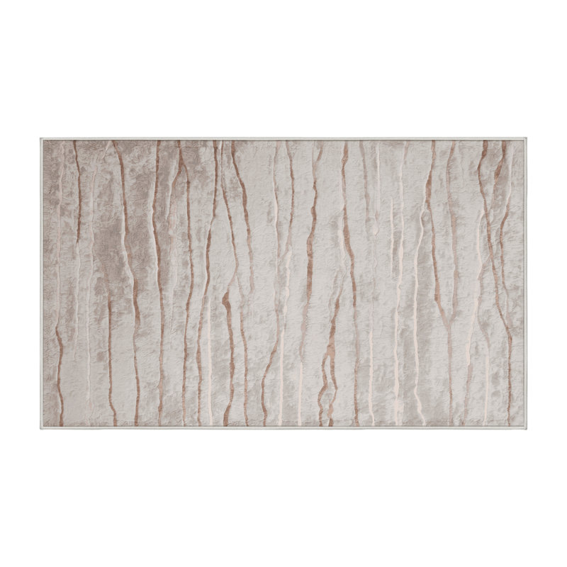 Machine Washable Beige Area Rug, Rectangle 8' x 12'