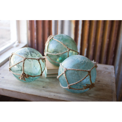 ANTIQUE GLASS FLOAT WITH ROPE