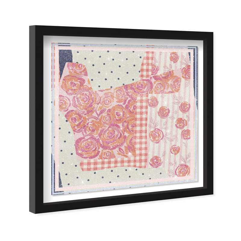 Patchwork Glam II Print by Oliver Gal, 25.5"H x 25.5"W, Black Shadowbox