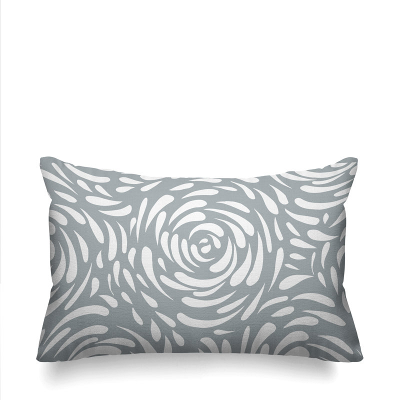 Floral and Abstract Outdoor Reversible Throw Pillow, Gray
