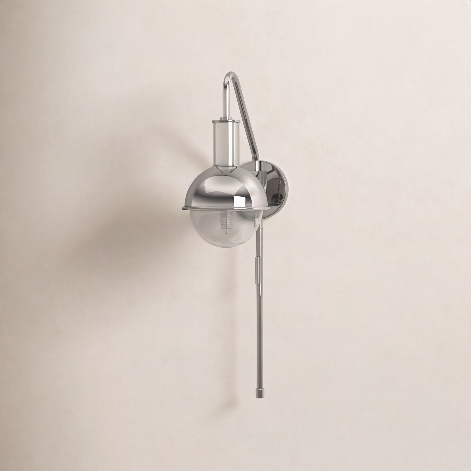 Luke Single Light Dimmable Plug-in Armed Sconce, Polished Nickel