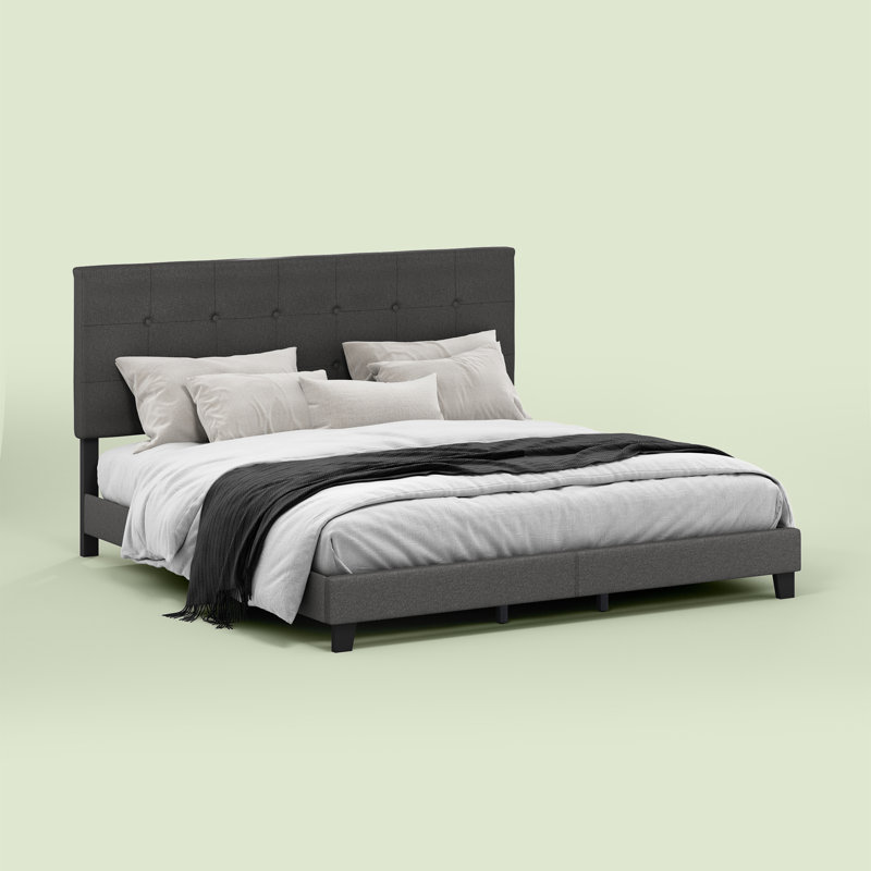 Magin Upholstered Platform Bed, King, Stone