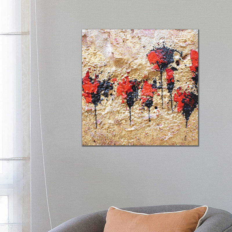 Poppies - Frammenti II 1 Piece Painting on Canvas, 66.04 cm H x 66.04 cm W x 1.91 cm D, Wrapped Canvas