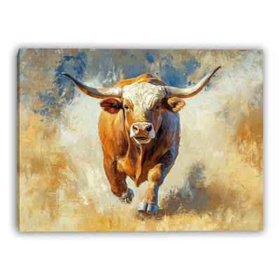 Golden Brown Bull Wrapped Canvas Wall Art