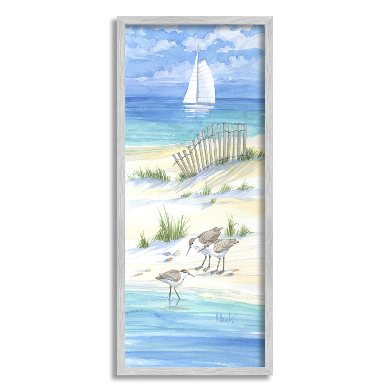 «Beachside Coastal Sandpiper Birds» par Paul Brent - impression sur bois, H 24 po x l 10 po x P 1,5 po