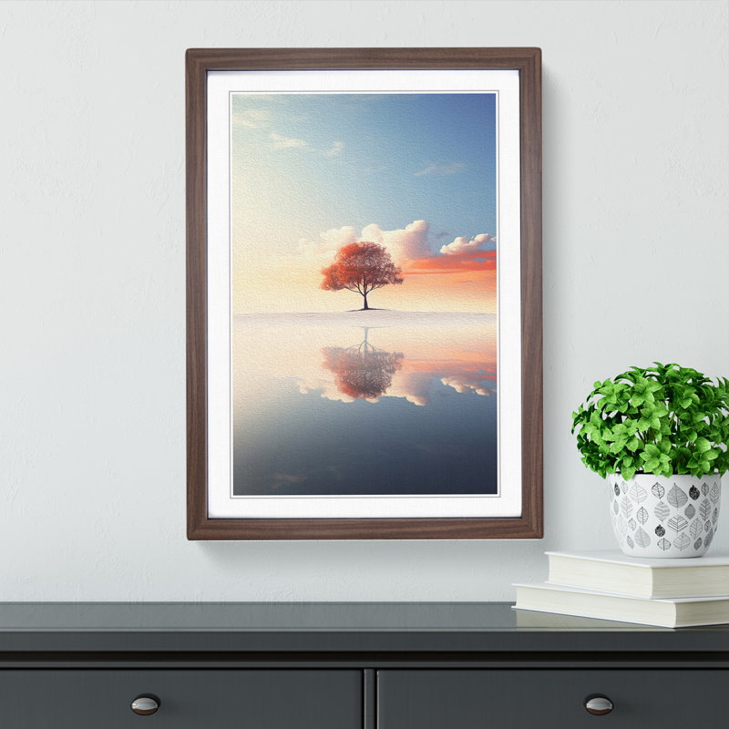 Landscape Minimalism Art - Framed Print, 34cm H x 25cm W, Walnut Framed