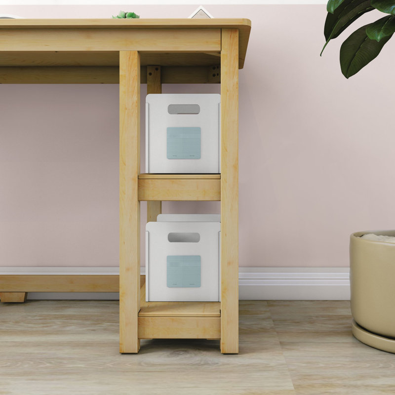 Nikolaos Medium Desk W/ Shelves K/D, Natural
