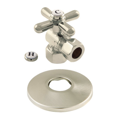Kingston Brass 1/2-Inch FIP x 1/2-Inch OD Comp Quarter-Turn Angle Stop Valve with Flange