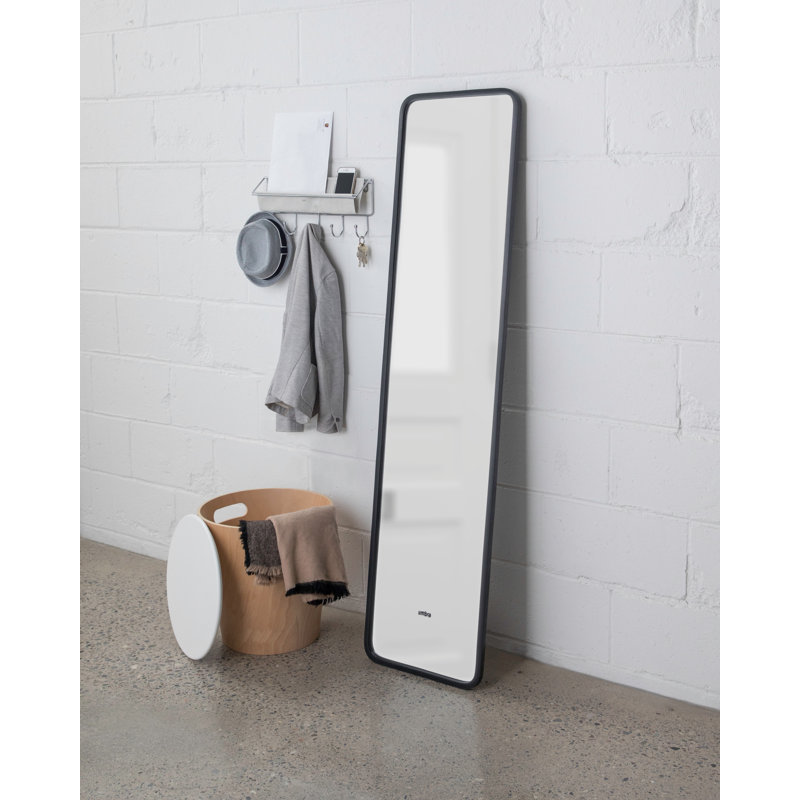 Hub Mirror with Rubber Frame, Wall Mounted or Leaned Style for Bedroom, Bathroom, Entryway