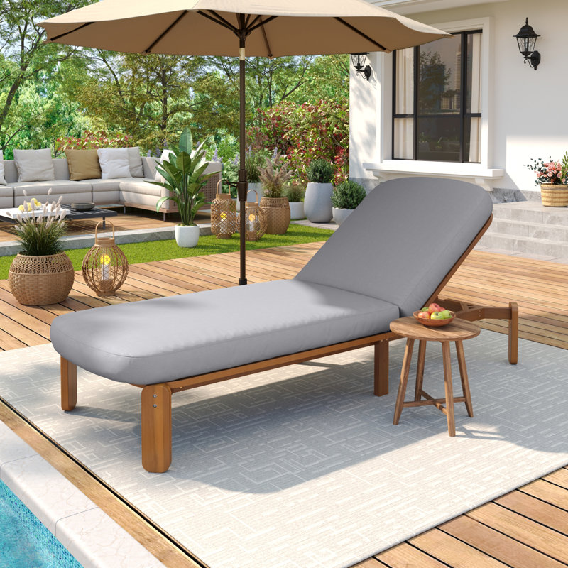Outdoor Chaise Lounge Adjustable Patio Chaise Outdoor Reclining Chair Pool Lounge Chair with Adjustable Backrest for Patio, Poolside or Beach