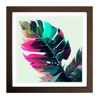 Tropical Leaf Glitch Art - Framed Print