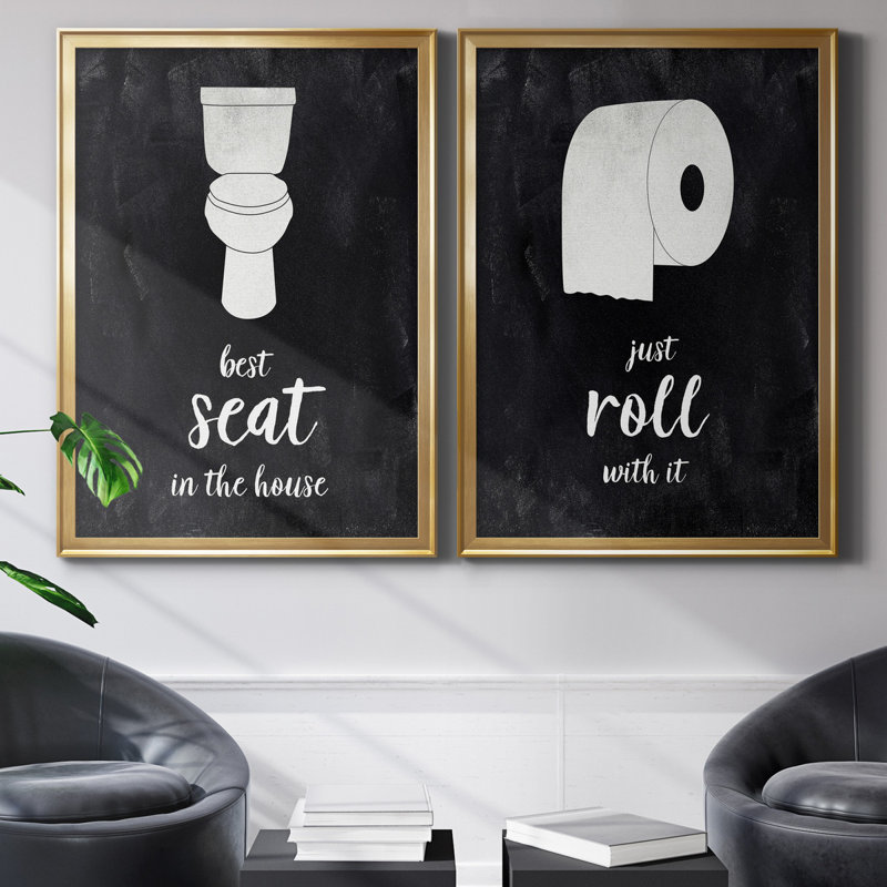 " Best Seat " 2 - Pieces, Picture Framed Canvas, 30.5" H x 85" W, Gold