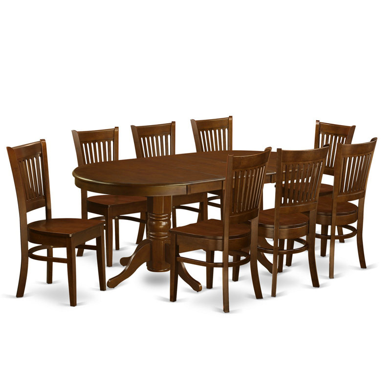 9 Piece Modern Dining Table Set Includes an Oval Wooden Table with Butterfly Leaf and 8 Dining Chairs, Espresso, Espresso