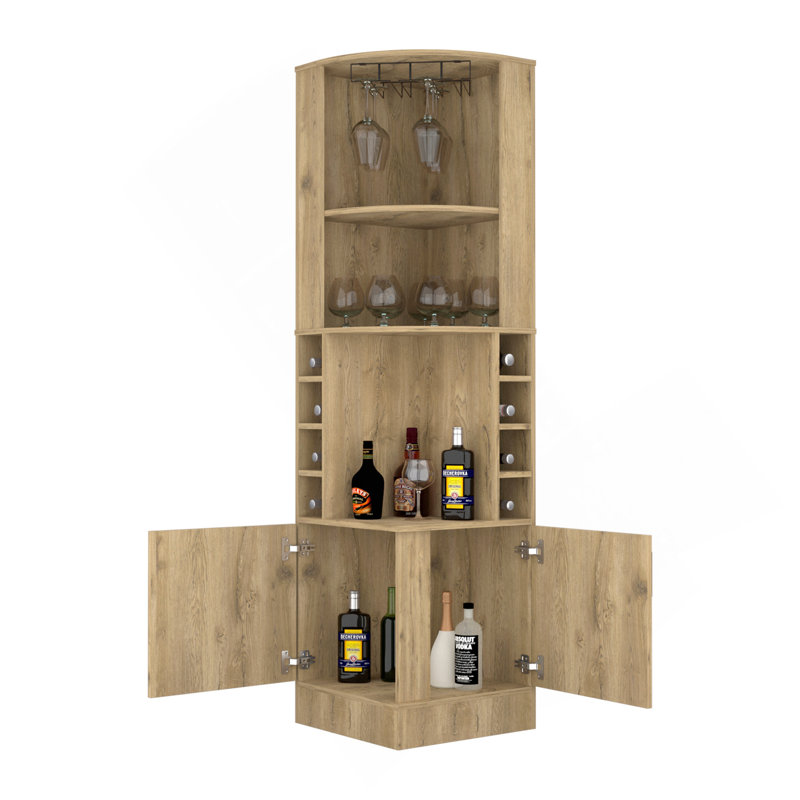 Armoire de bar d'angle Papprika, salon, chêne vieilli