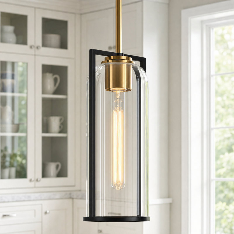 Luminaire suspendu doré 1 lumière H 12 po Sandrell