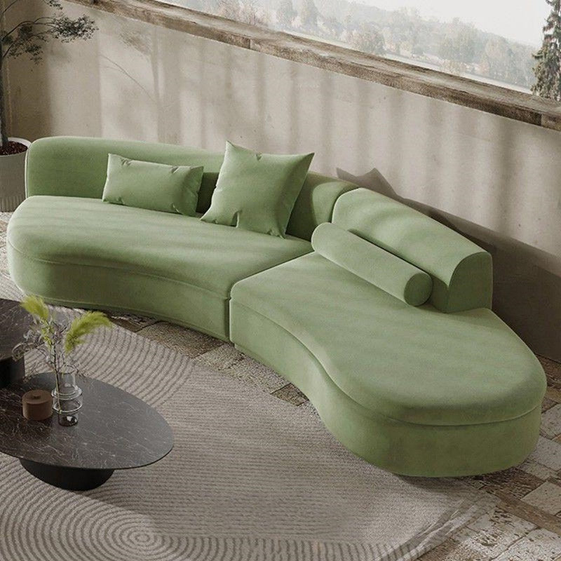 Light Luxury Curved Style Sofa, Right Hand Facing, Green