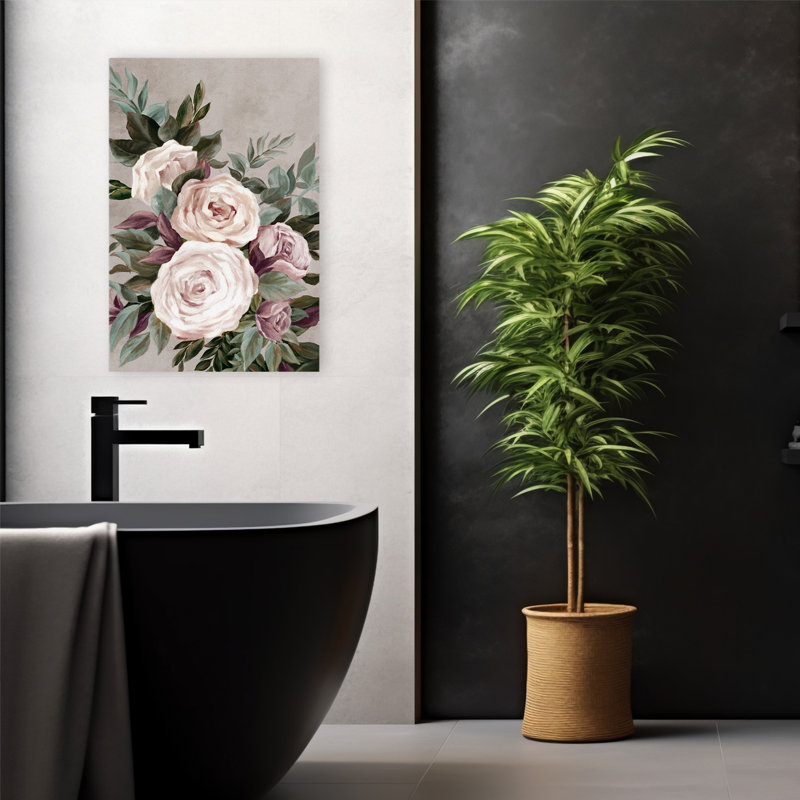 Roses et feuilles, épines et grâce artistique, H 24 po x l 16 po