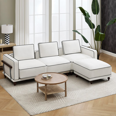 Modular Sectional Sofa with Removable Covers, Chenille Fabric and Solid Wood Frame for Living Room