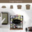 Organisateur de porte-dosettes de café, organisateur de porte-gobelets en K de grande capacité, panier de rangement pour comptoir de cuisine, bar à café avec base en bois (carré brun rustique)